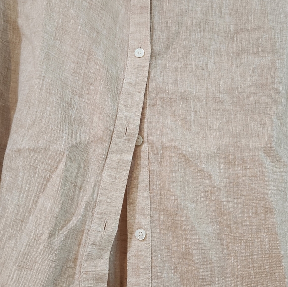 J.McLaughlin tan/white striped, large, Britt Linen Shirt - Picture 10 of 11